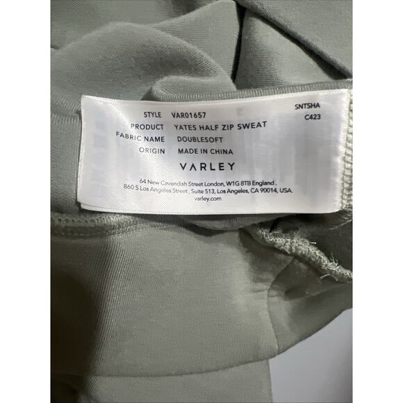 Varley Yates Half Zip Double Soft Sweat Shirt Green Sea Grass Medium VAR01657 - Picture 7 of 9